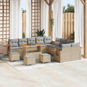 vidaXL Tuin Sofa Set met kussen 14 pcs beige en lichtgrijs