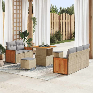 vidaXL Tuin Sofa Set met kussen 8 pcs beige en lichtgrijs