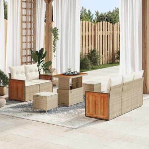 vidaXL Tuin Sofa Set met kussen 8 pcs beige en crèmekleurig