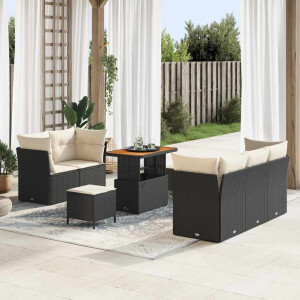 vidaXL Tuin Sofa Set met kussen met opslag 8 pcs Zwart en crème