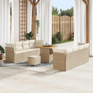 vidaXL Tuin Sofa Set met kussen 11 pcs beige en crèmekleurig