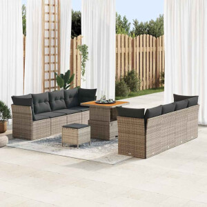 vidaXL Tuin Sofa Set 11 pcs Grijs Poly rattan en gepoedercoat staal