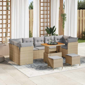 vidaXL Tuin Sofa Set met kussen met opslag 10 pcs beige en lichtgrijs