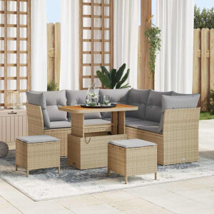 vidaXL Tuin Sofa Set met kussen met opslag 8 pcs beige en lichtgrijs