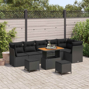 vidaXL Tuin Sofa Set met kussen met opslag 9 pcs Zwart 90 x 55 x 71 cm