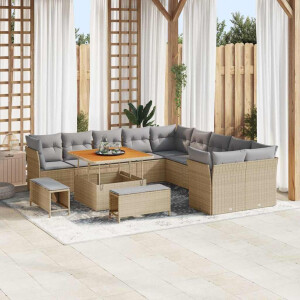 vidaXL Tuin Sofa Set 13 pcs Beige en Licht Grijs poly rattan