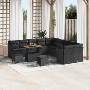 vidaXL Tuin Sofa Set 13 pcs Zwart Poly rattan en gepoedercoat staal