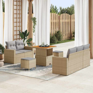 vidaXL Tuin Sofa Set met kussen met opslag 8 pcs beige en lichtgrijs