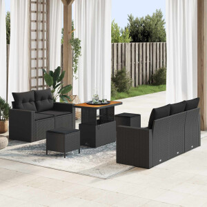 vidaXL Tuin Sofa Set met kussen 8 pcs Zwart poly rattan
