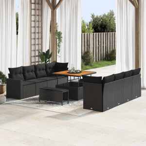 vidaXL Tuin Sofa Set 11 pcs Zwart Poly rattan en gepoedercoat staal