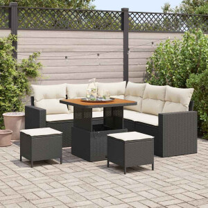 vidaXL Tuin Sofa Set met kussen 8 pcs Zwart en crème 80 x 80 x 71 cm