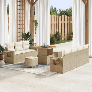 vidaXL Tuin Sofa Set met kussen 10 pcs beige en crèmekleurig