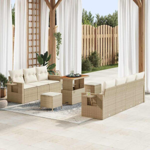 vidaXL Tuin Sofa Set met kussen 10 pcs beige en crèmekleurig