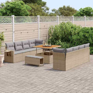 vidaXL Tuin Sofa Set 11 pcs Beige en Licht Grijs poly rattan