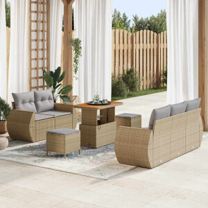 vidaXL Tuin Sofa Set met kussen 8 pcs Beige en Licht Grijs poly rattan