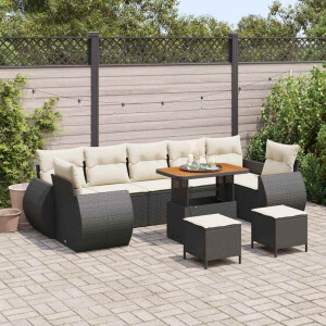 vidaXL Tuin Sofa Set met kussen met opslag 10 pcs Zwart en crème