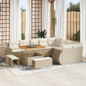 vidaXL Tuin Sofa Set met kussen 12 pcs beige en crèmekleurig