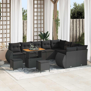 vidaXL Tuin Sofa Set 12 pcs Zwart Poly rattan en gepoedercoat staal