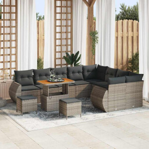 vidaXL Tuin Sofa Set 12 pcs Grijs Poly rattan en gepoedercoat staal