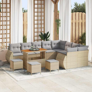 vidaXL Tuin Sofa Set 13 pcs Beige en Licht Grijs Poly Rattan