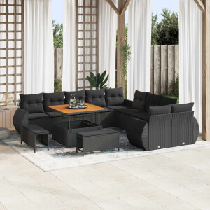 vidaXL Tuin Sofa Set 13 pcs Zwart Poly rattan en gepoedercoat staal