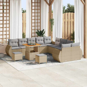 vidaXL Tuin Sofa Set met kussen met opslag 13 pcs beige en lichtgrijs