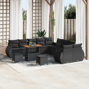 vidaXL Tuin Sofa Set 13 pcs Zwart Poly rattan en gepoedercoat staal