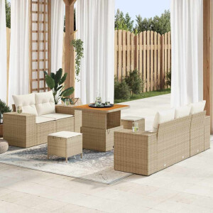 vidaXL Tuin Sofa Set met kussen 8 pcs Beige en Crème Poly Rattan