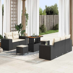 vidaXL Tuin Sofa Set met kussen 8 pcs Zwart en Crème Poly Rattan