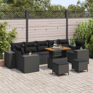 vidaXL Tuin Sofa Set met kussen met opslag met kussen 10 pcs Zwart