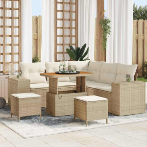 vidaXL Tuin Sofa Set met kussen met opslag 8 pcs Beige en Crème