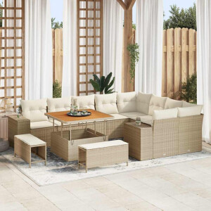 vidaXL Tuin Sofa Set met kussen met opslag 12 pcs Beige en Crème