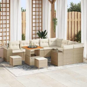 vidaXL Tuin Sofa Set met kussen met opslag 12 pcs Beige en Crème