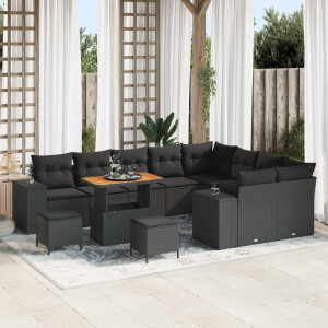 vidaXL Tuin Sofa Set met kussen met opslag met kussen 12 pcs Zwart