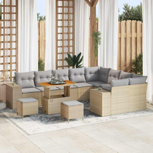 vidaXL Tuin Sofa Set met kussen met opslag 12 pcs Beige en Licht Grijs