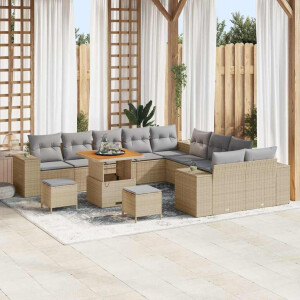 vidaXL Tuin Sofa Set 13 pcs Beige en Licht Grijs poly rattan