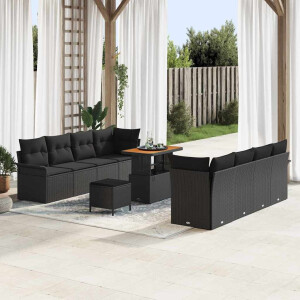 vidaXL Tuin Sofa Set met kussen met opslag Zwart 90 x 55 x 71 cm