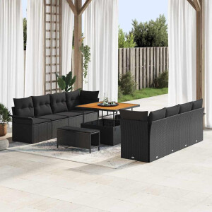 vidaXL Tuin Sofa Set met kussen met opslag Zwart 100 x 100 x 71 cm