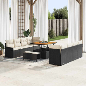 vidaXL Tuin Sofa Set met kussen Zwart en Crème 100 x 100 x 71 cm