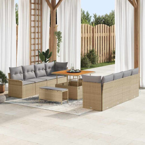 vidaXL Tuin Sofa Set met kussen Beige en Licht Grijs 100 x 100 x 71 cm