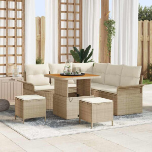 vidaXL Tuin Sofa Set met kussen met opslag 8 pcs Beige en Crème