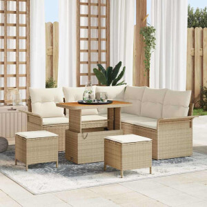 vidaXL Tuin Sofa Set met kussen met opslag 8 pcs Beige en Crème