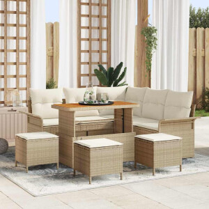 vidaXL Tuin Sofa Set met kussen met opslag 9 pcs Beige en Crème