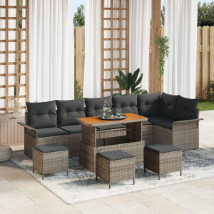vidaXL Tuin Sofa Set met kussen met opslag 10 pcs Grijs