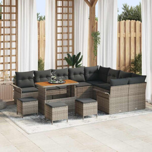 vidaXL Tuin Sofa Set met kussen met opslag met kussen 13 pcs Grijs