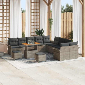 vidaXL Tuin Sofa Set met kussen met opslag met kussen 13 pcs Grijs