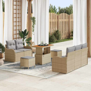 vidaXL Tuin Sofa Set met kussen met opslag 8 pcs Beige en Licht Grijs