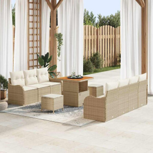 vidaXL Tuin Sofa Set met kussen met opslag 10 pcs Beige en Crème