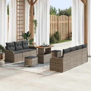 vidaXL Tuin Sofa Set met kussen met opslag met kussen 10 pcs Grijs