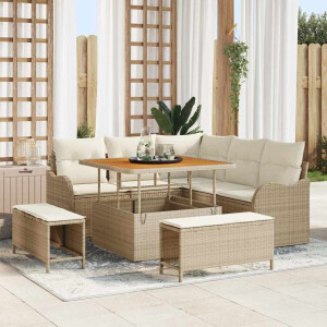vidaXL Tuin Sofa Set met kussen met opslag 8 pcs Beige en Crème
